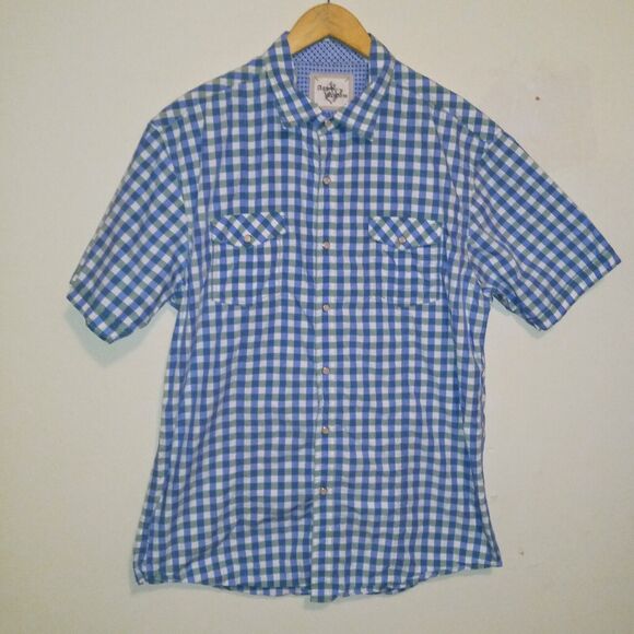 Age Of Wisdom Short Sleeve Plaid Pearl Snap Shirt-Size XXL-Western-Pockets - Picture 1 of 9